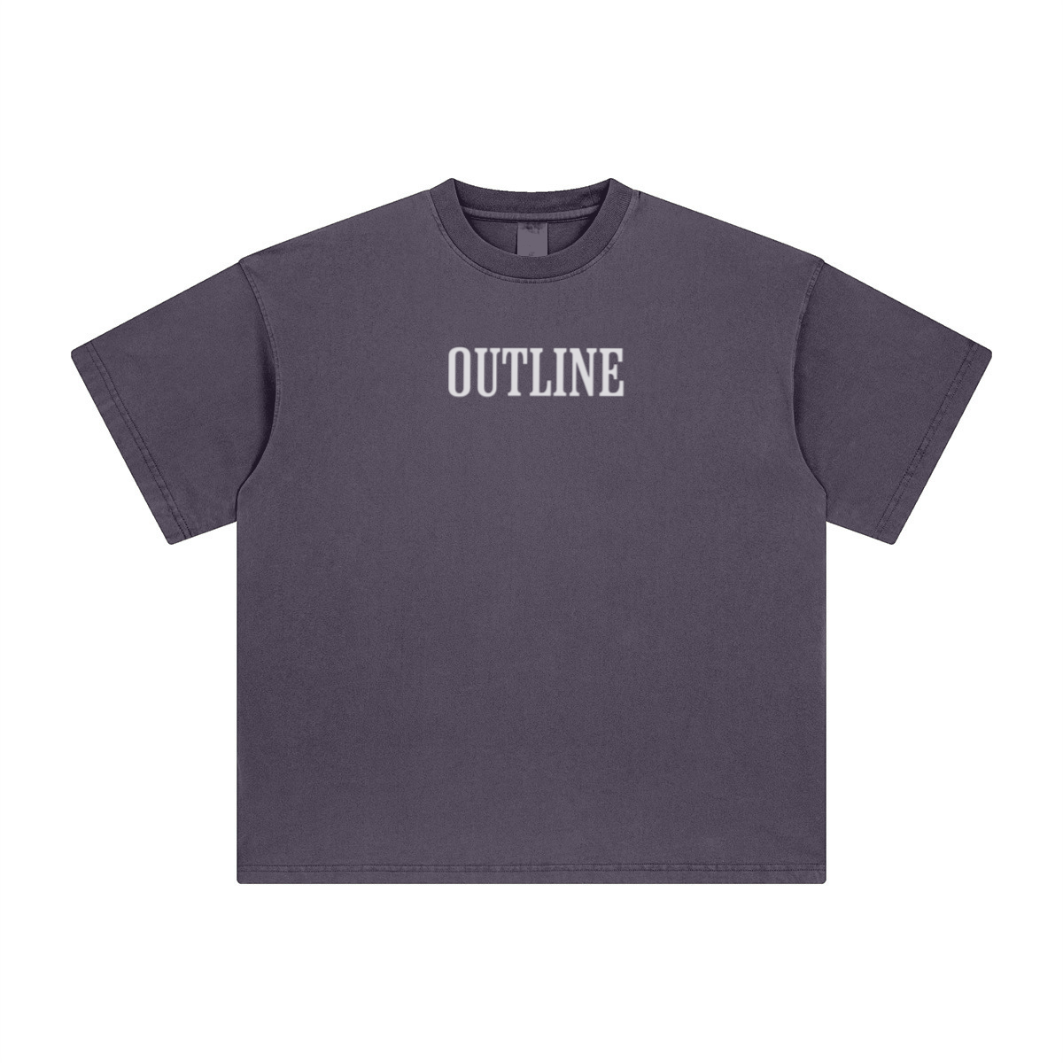 260GSM Unisex Heavyweight Re-Washed Distressed Crew Neck T-shirt Grape Purple
