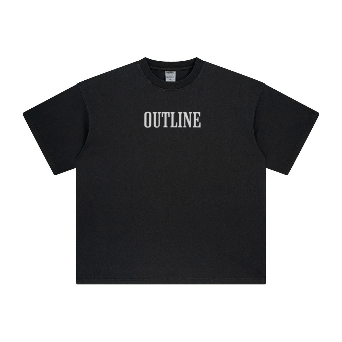 260GSM Unisex Heavyweight Re-Washed Distressed Crew Neck T-shirt Black