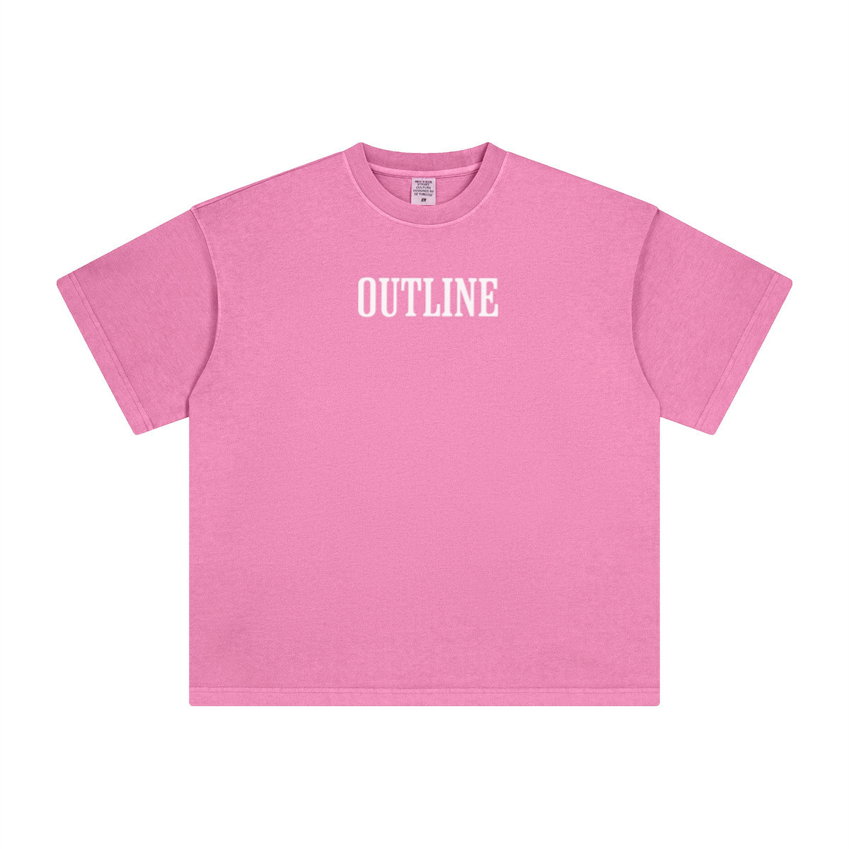 260GSM Unisex Heavyweight Re-Washed Distressed Crew Neck T-shirt Pink