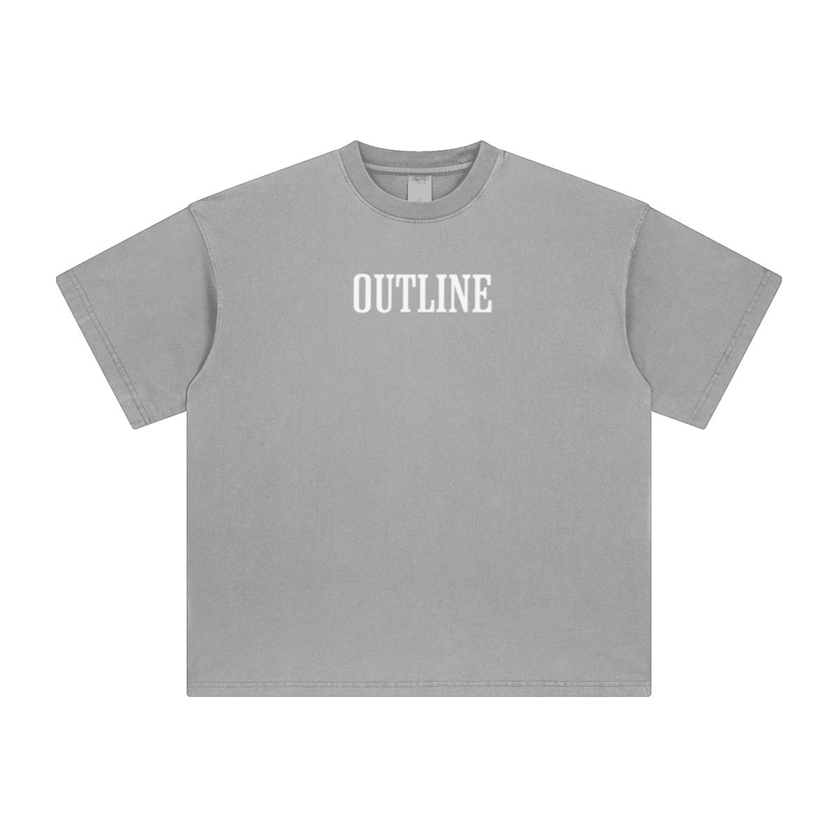 260GSM Unisex Heavyweight Re-Washed Distressed Crew Neck T-shirt Medium Grey