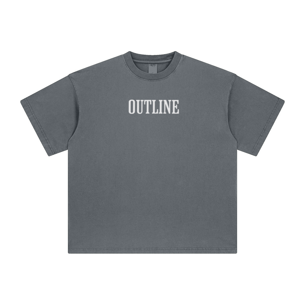 260GSM Unisex Heavyweight Re-Washed Distressed Crew Neck T-shirt Slate blue