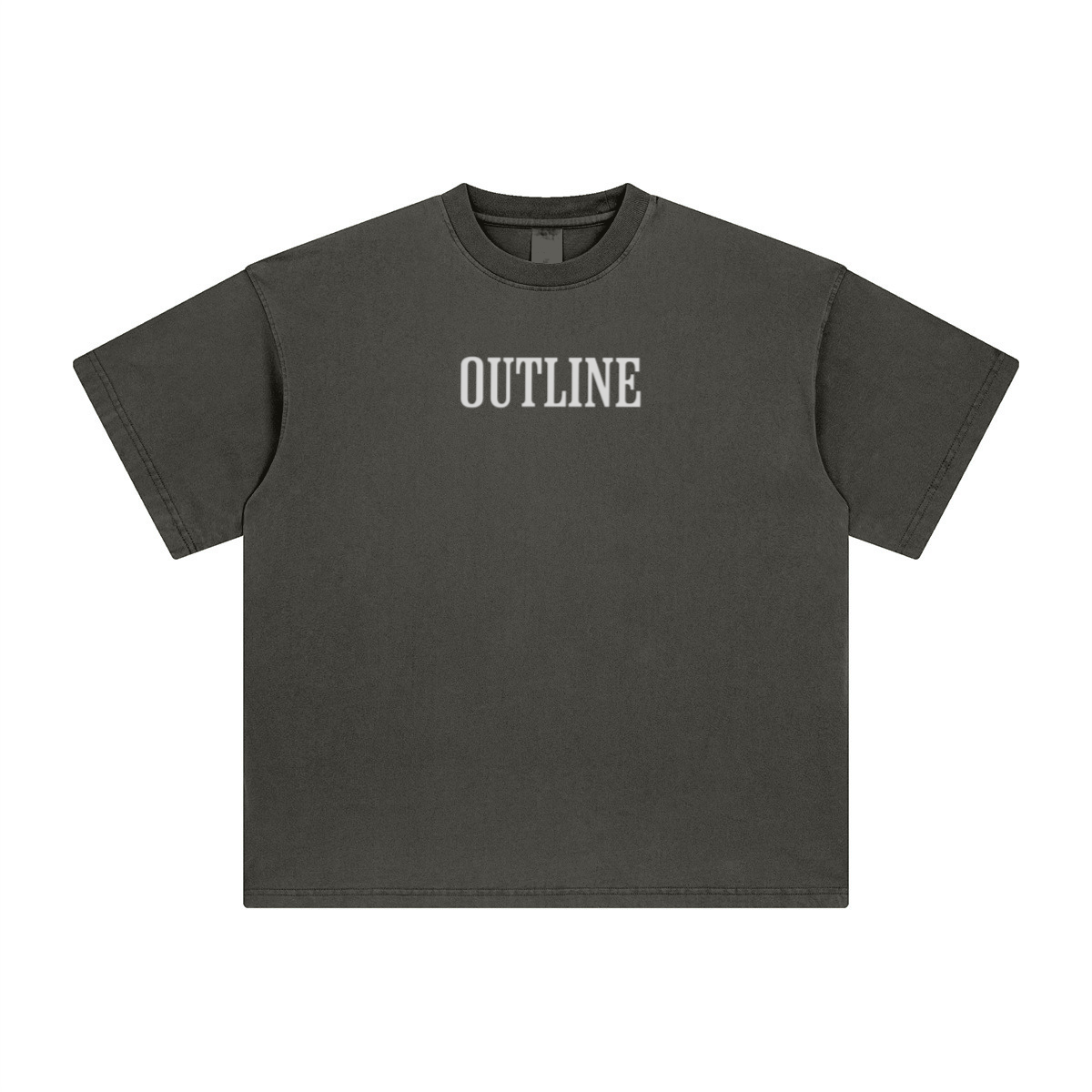 260GSM Unisex Heavyweight Re-Washed Distressed Crew Neck T-shirt Dark gray