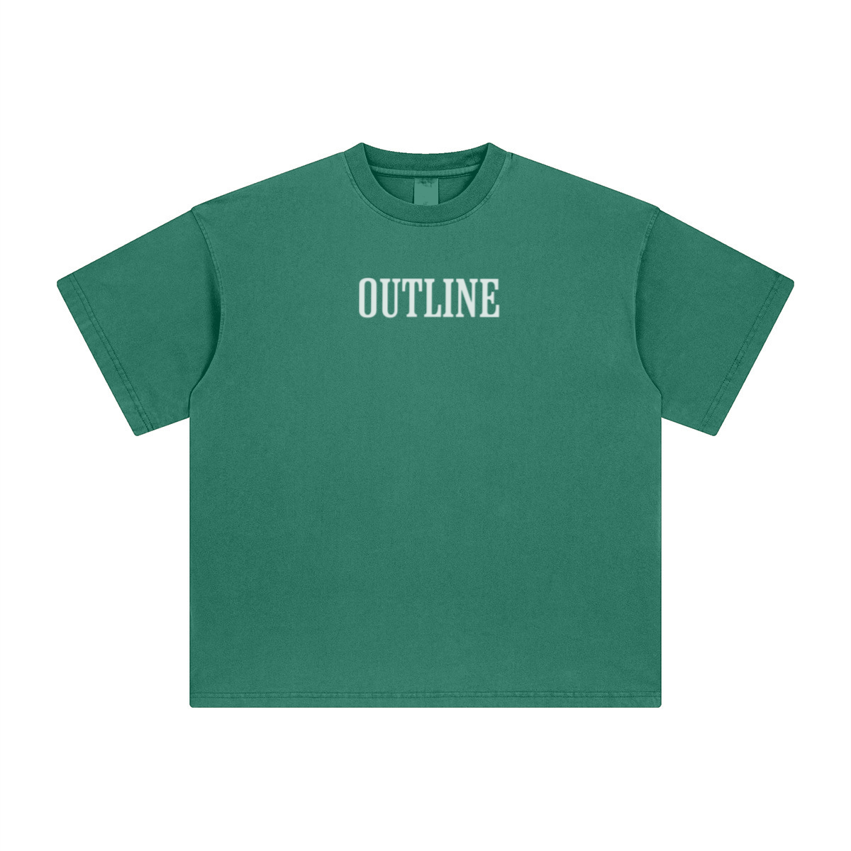 260GSM Unisex Heavyweight Re-Washed Distressed Crew Neck T-shirt Green