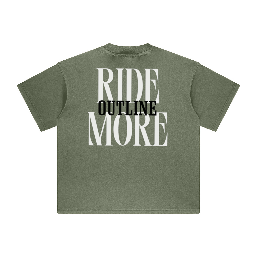260GSM Unisex Heavyweight Re-Washed Distressed Crew Neck T-shirt Greyish Green