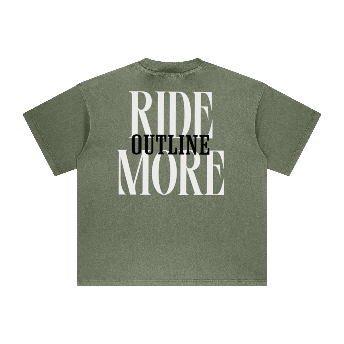 260GSM Unisex Heavyweight Re-Washed Distressed Crew Neck T-shirt Greyish Green