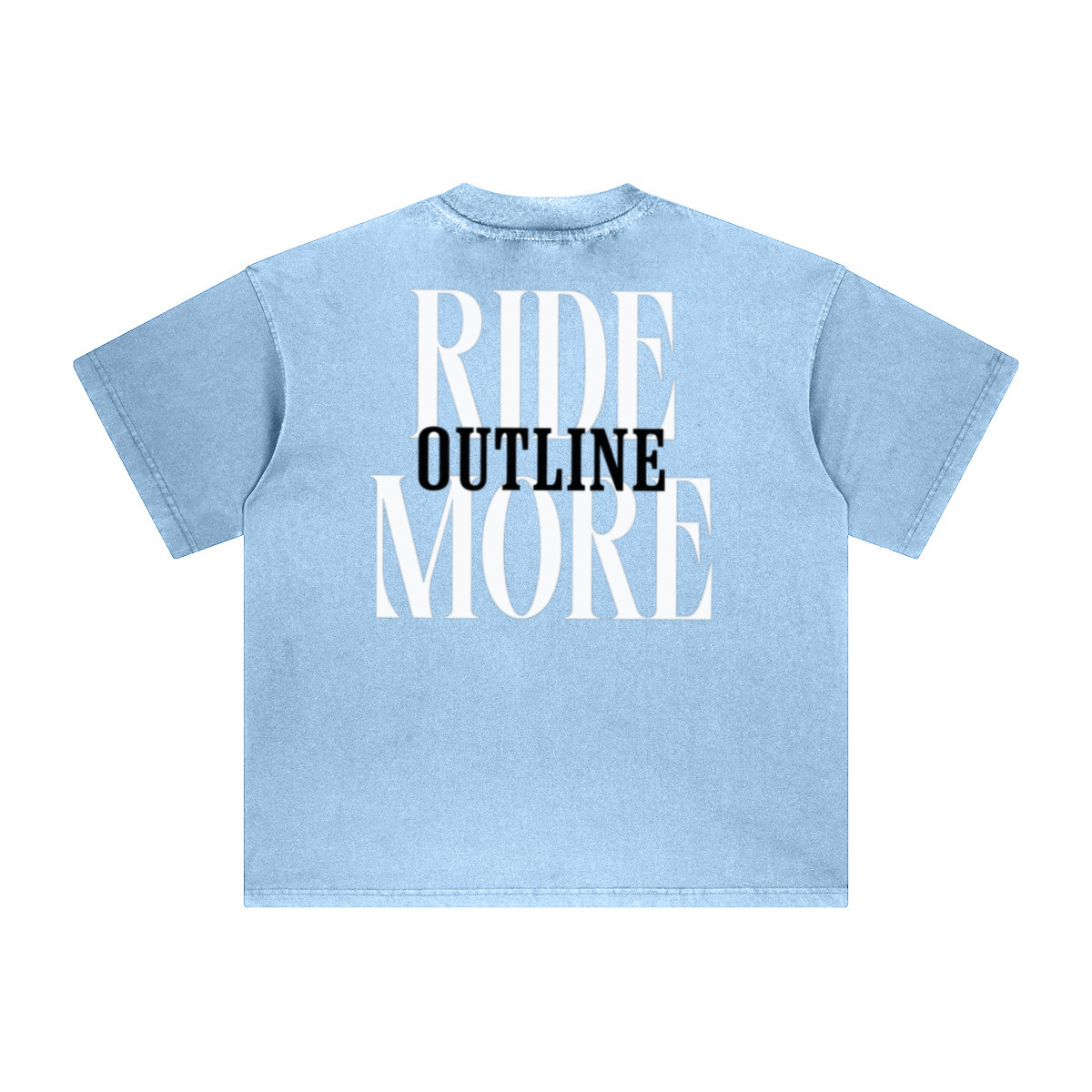 260GSM Unisex Heavyweight Re-Washed Distressed Crew Neck T-shirt Sky Blue