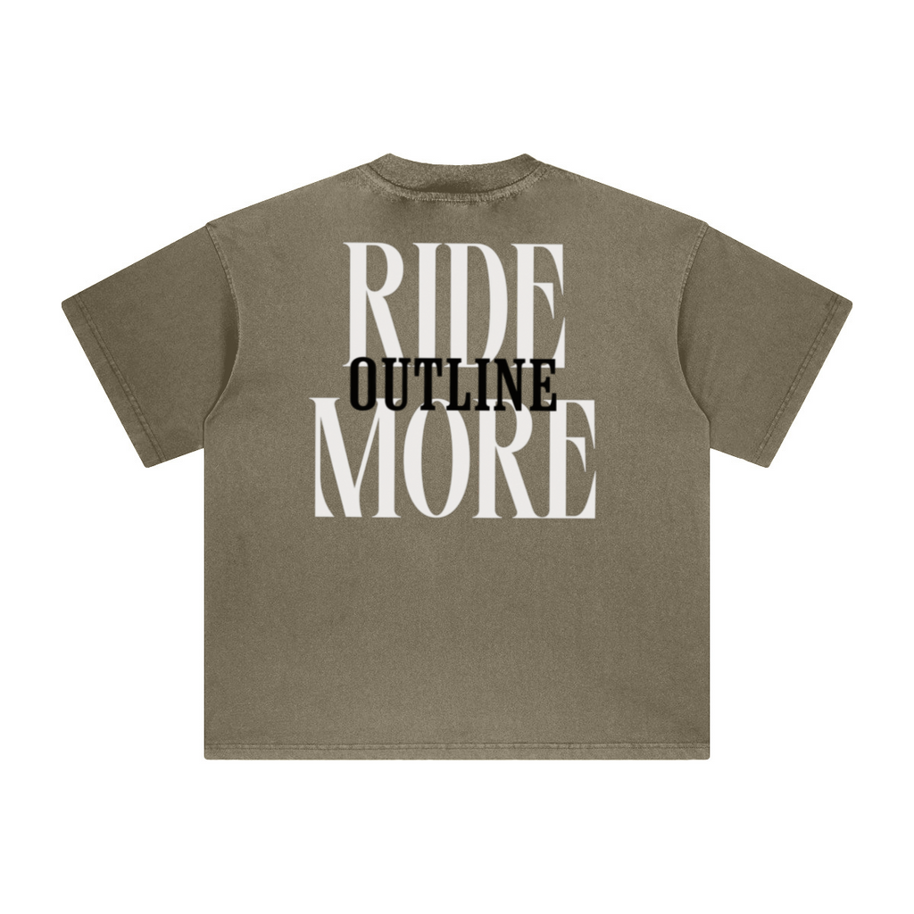 260GSM Unisex Heavyweight Re-Washed Distressed Crew Neck T-shirt Camel