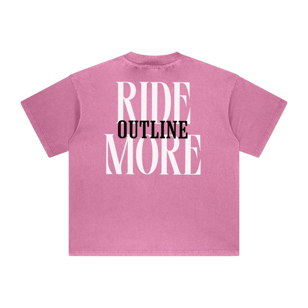 260GSM Unisex Heavyweight Re-Washed Distressed Crew Neck T-shirt Pink