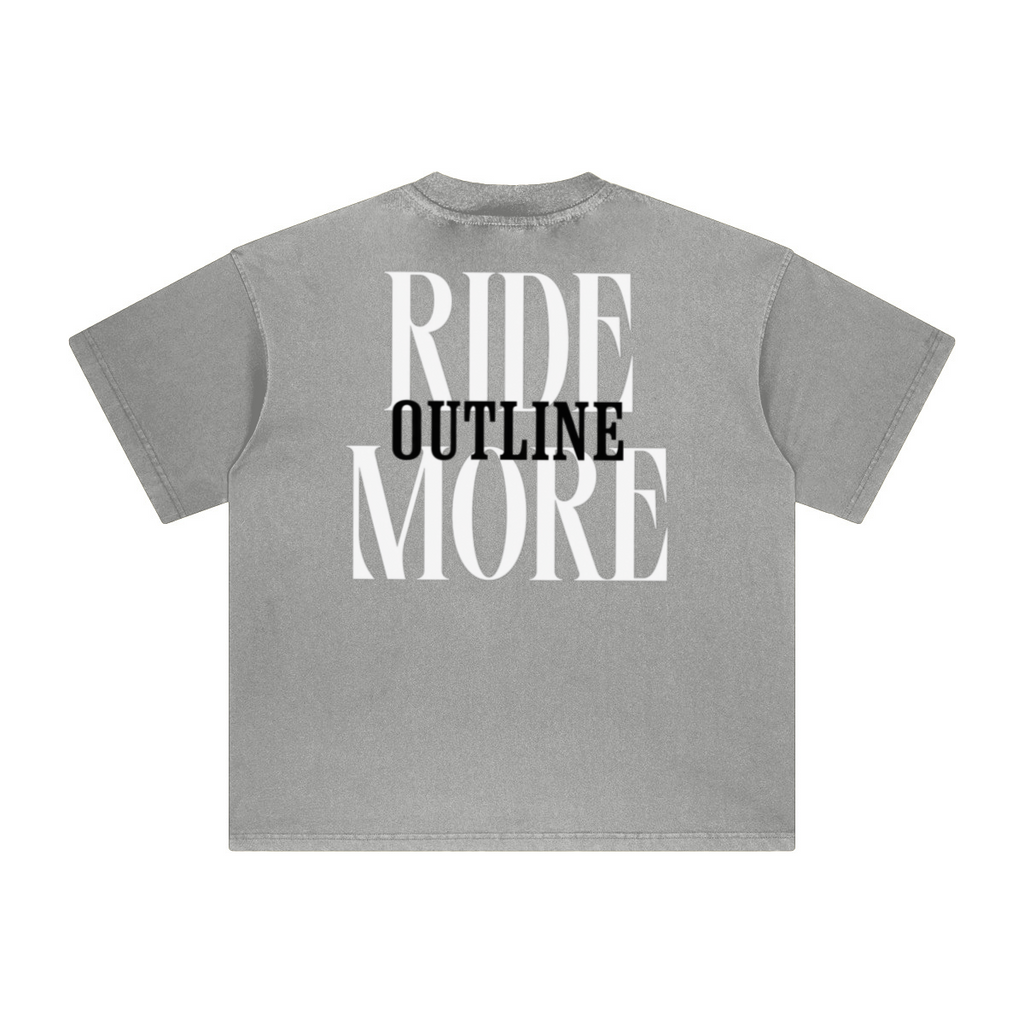 260GSM Unisex Heavyweight Re-Washed Distressed Crew Neck T-shirt Medium Grey