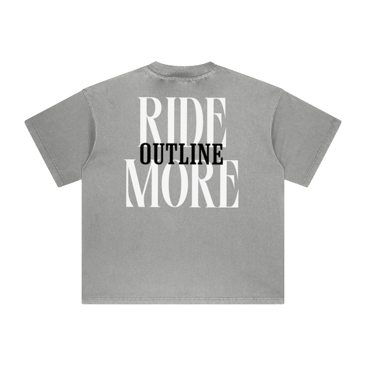 260GSM Unisex Heavyweight Re-Washed Distressed Crew Neck T-shirt Medium Grey