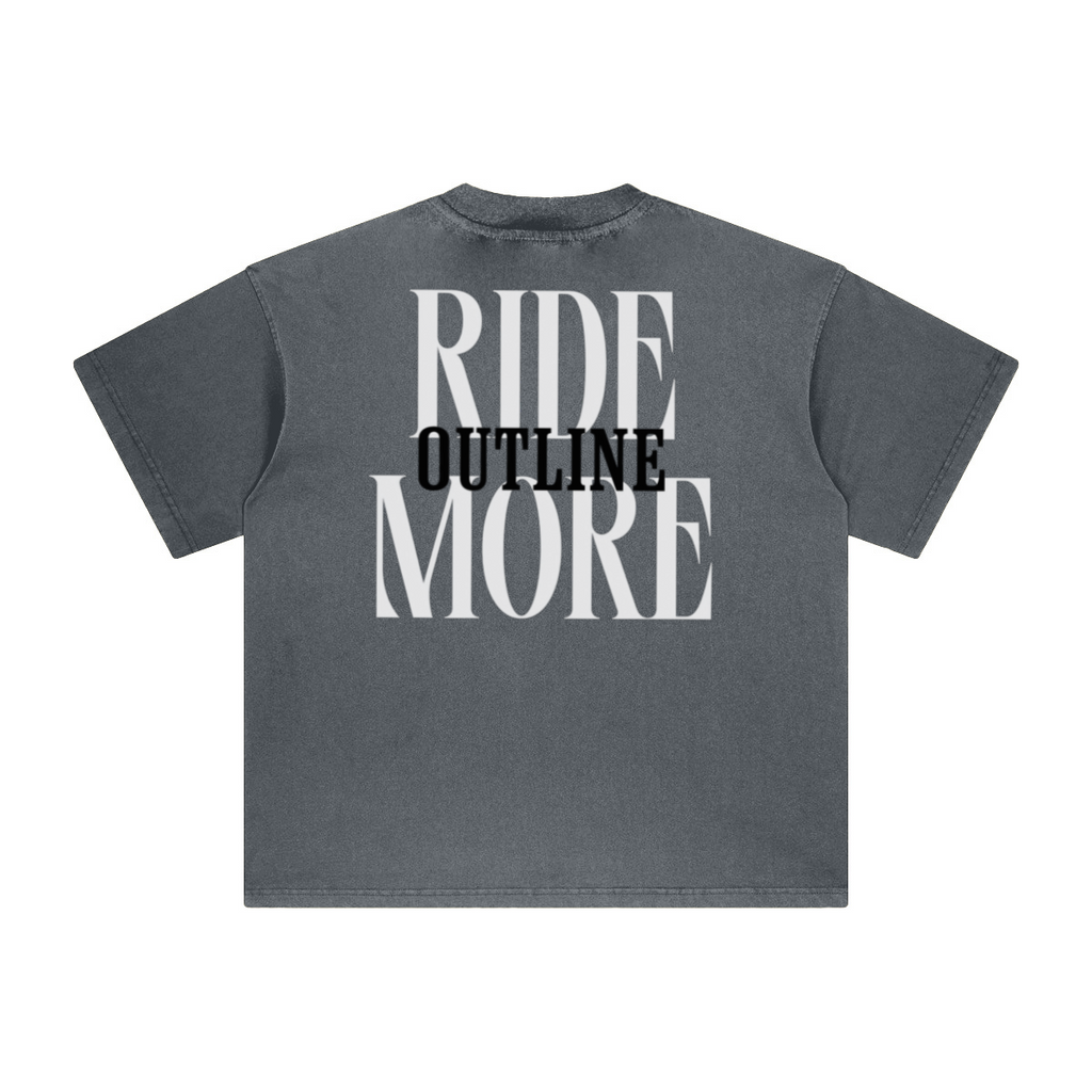 260GSM Unisex Heavyweight Re-Washed Distressed Crew Neck T-shirt Slate blue