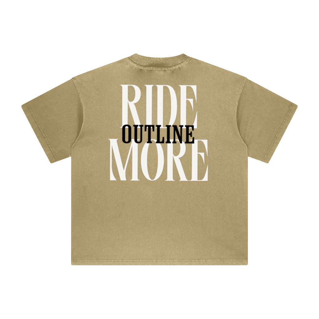 260GSM Unisex Heavyweight Re-Washed Distressed Crew Neck T-shirt Khaki