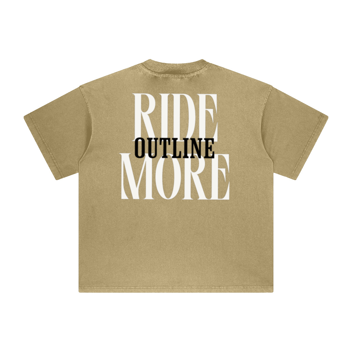 260GSM Unisex Heavyweight Re-Washed Distressed Crew Neck T-shirt Khaki