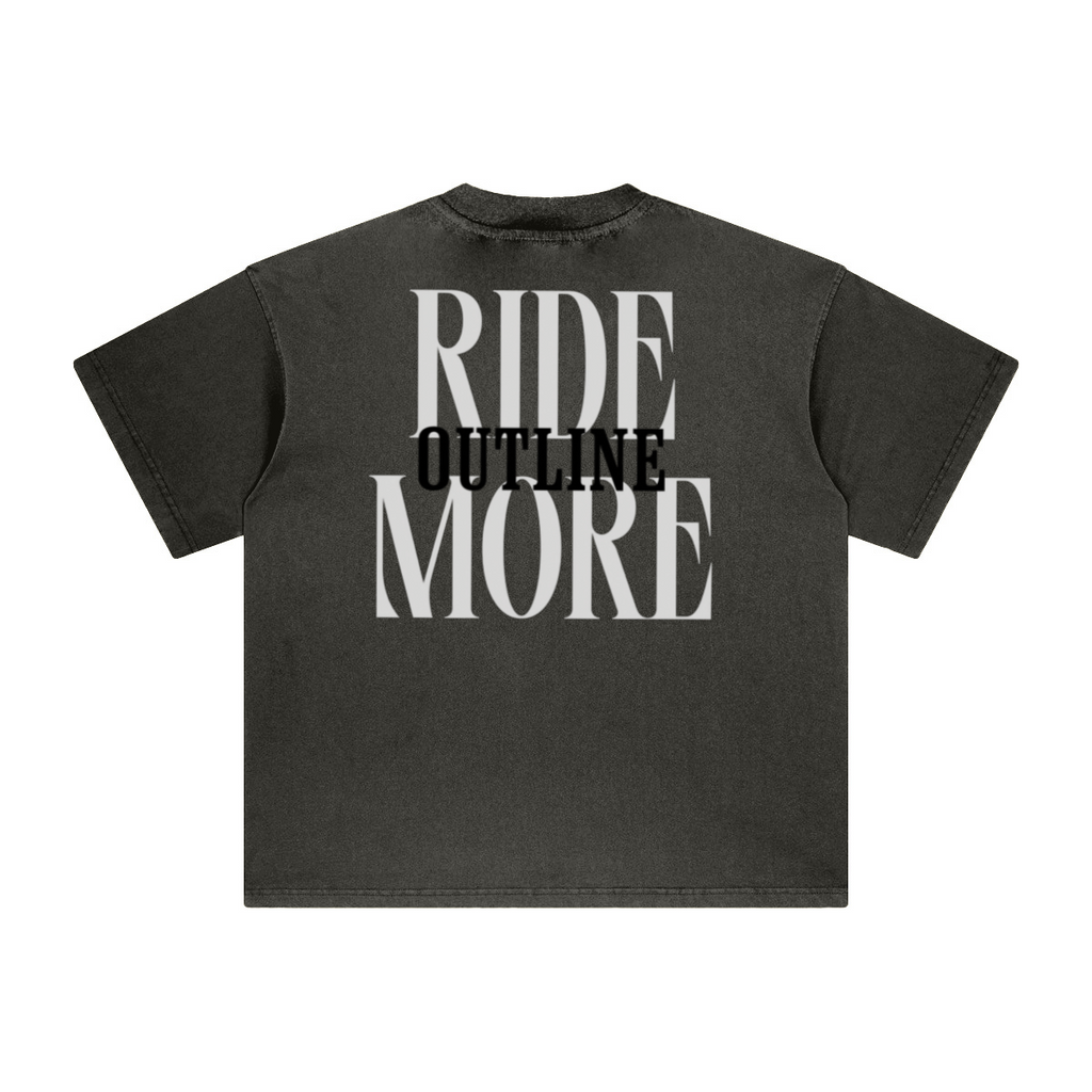 260GSM Unisex Heavyweight Re-Washed Distressed Crew Neck T-shirt Dark gray