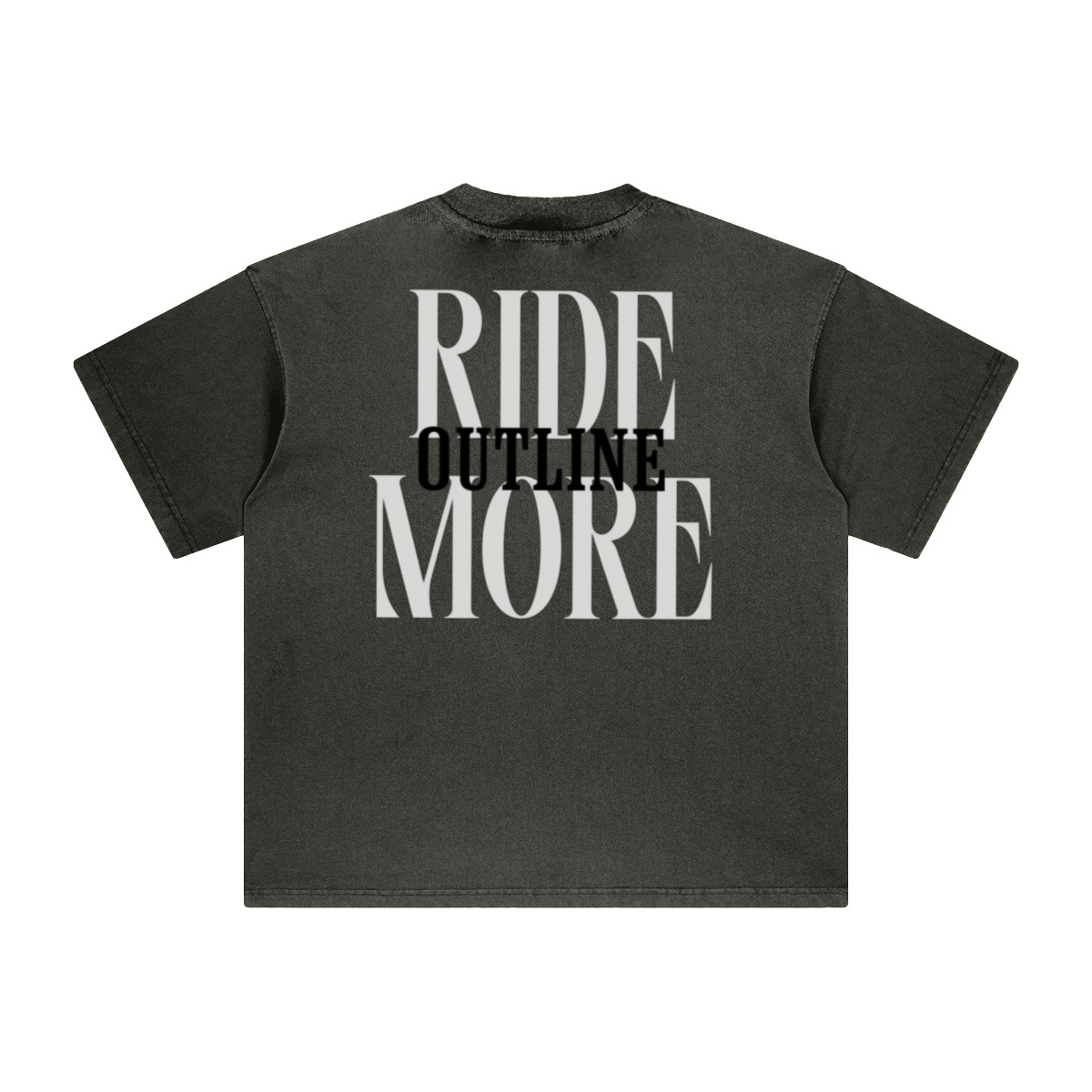 260GSM Unisex Heavyweight Re-Washed Distressed Crew Neck T-shirt Dark gray
