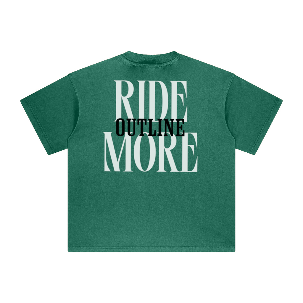 260GSM Unisex Heavyweight Re-Washed Distressed Crew Neck T-shirt Green