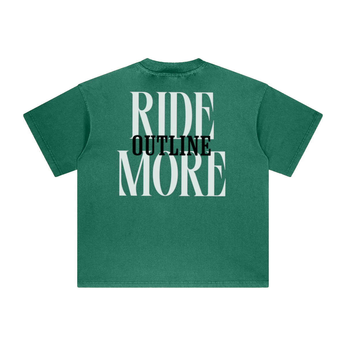 260GSM Unisex Heavyweight Re-Washed Distressed Crew Neck T-shirt Green