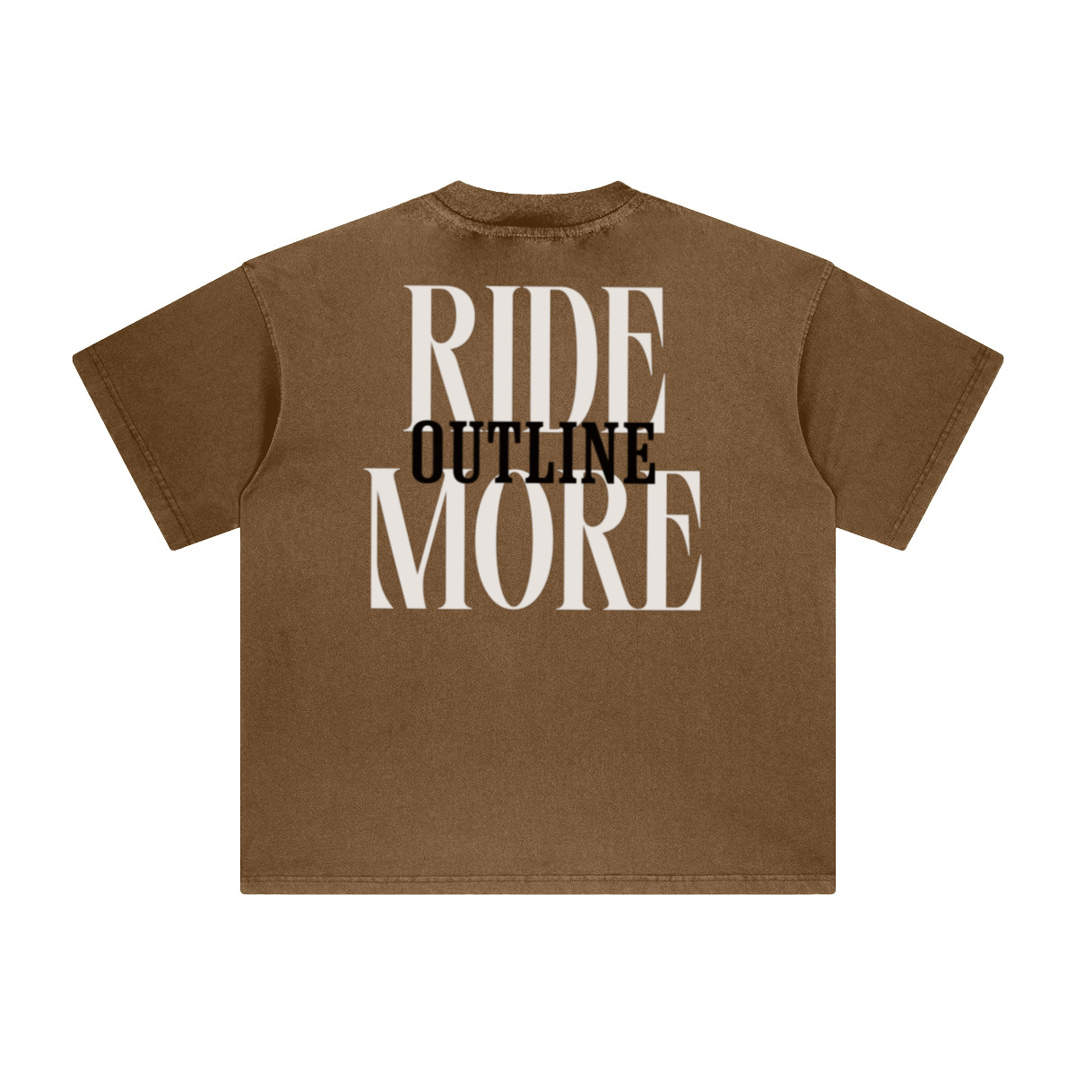 260GSM Unisex Heavyweight Re-Washed Distressed Crew Neck T-shirt Coffee Brown